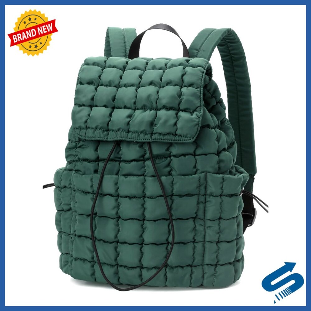 Quilted Puffer Backpack Lightweight Drawstring Da… - image 1
